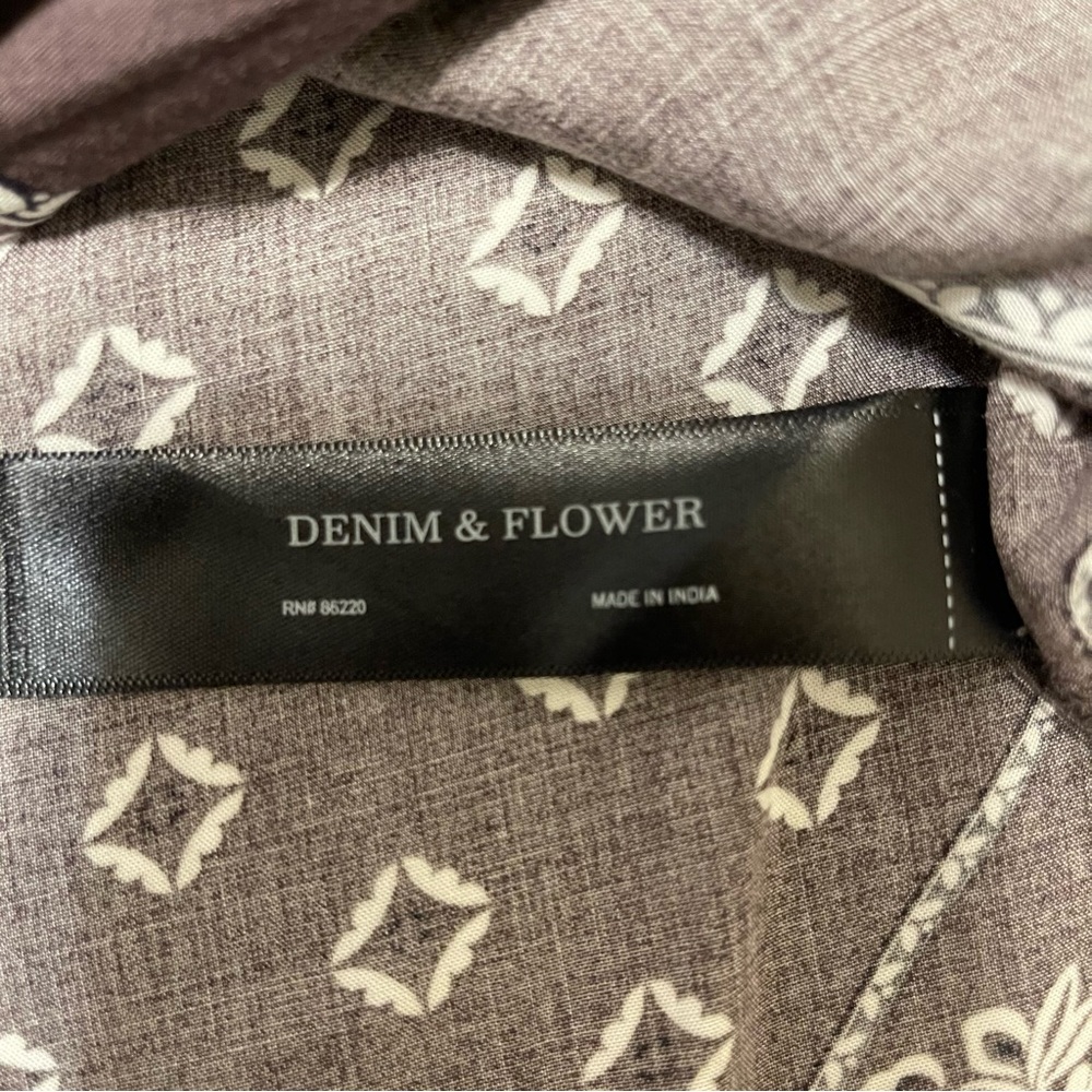 Denim & Flower Ricky Singh Mens XL Brown Button Down Shirt Western Handkerchief - Picture 4 of 9